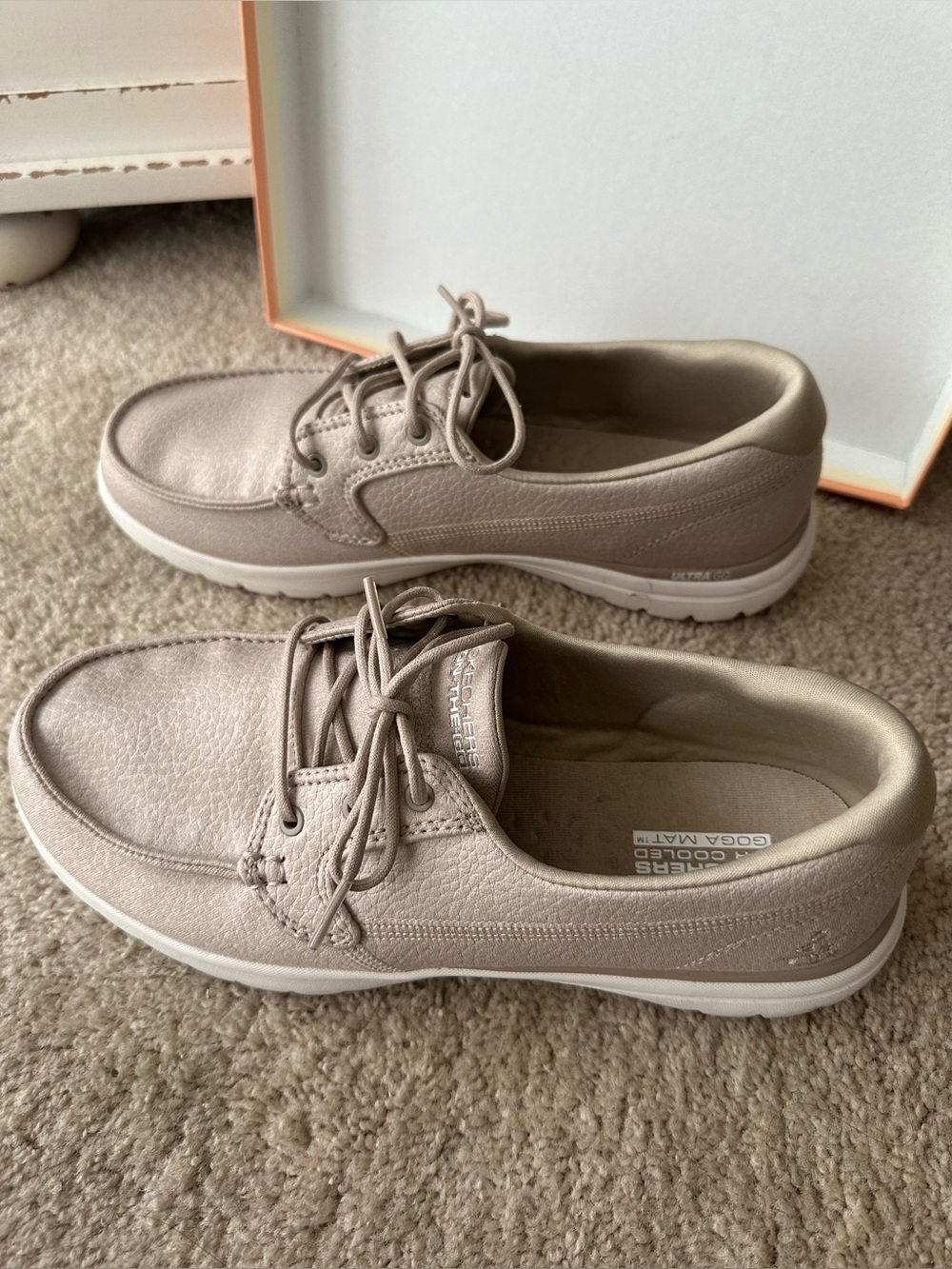 Skechers GOwalk Boat Shoes – Taupe/Nude | Lightweight & Comfy